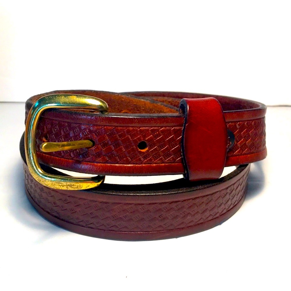 Rw Embossed Leather Belt Amish Made
